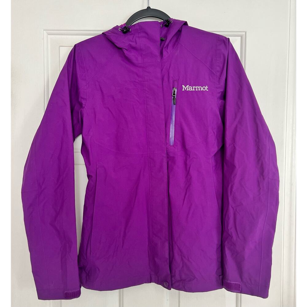 MARMOT Rincon Waterproof Hood Zip Rain Wind Jacket Purple - sz XS